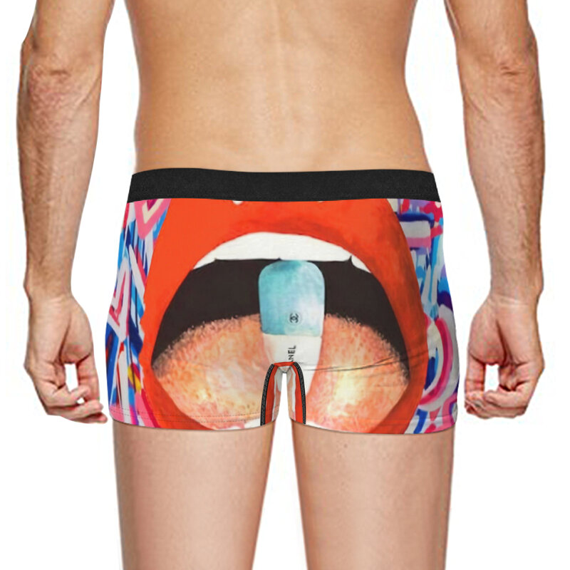 Pel Lick Mouth Sexy Underpants Homme Panties Man Underwear Ventilate Shorts Boxer Briefs
