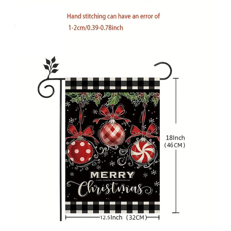 1pc Snowman elk bell pattern flag, Christmas double-sided printed garden flag, farm yard decoration, excluding flagpoles