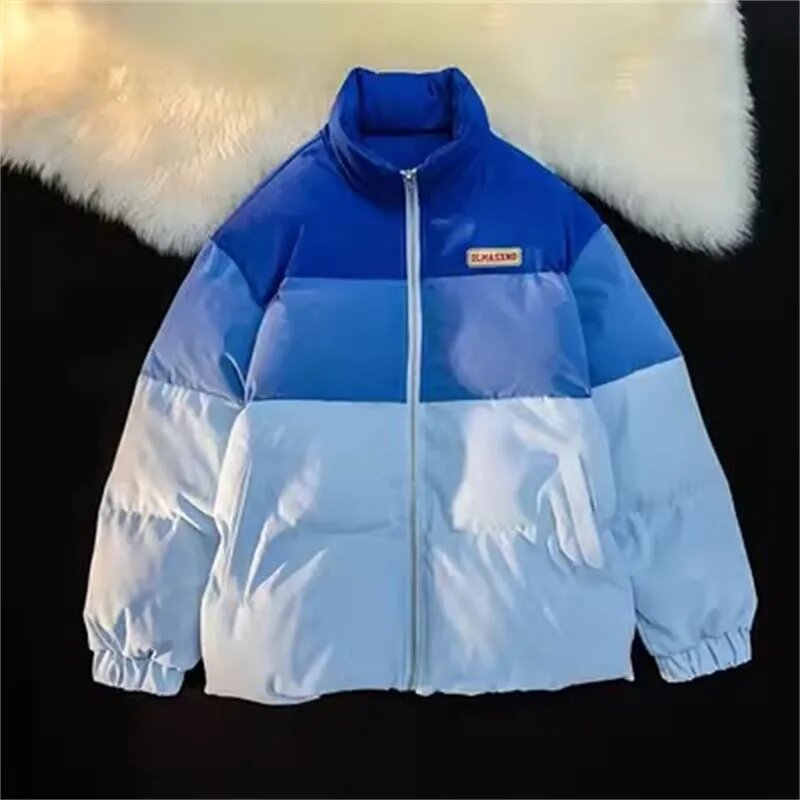 Женская хлопковая куртка с градиентным переходом цвета, Корейская свободная облегающая хлопковая куртка, Студенческая утепленная парка для хлеба, новинка зимы 2023