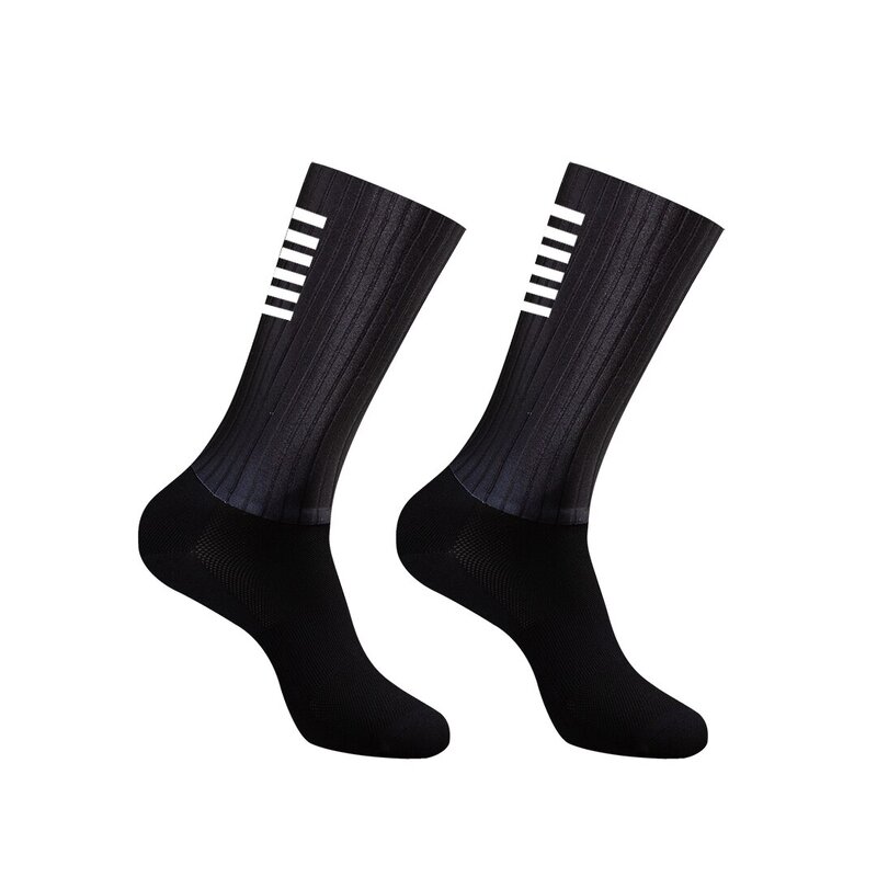 Anti-Slip Silicone Aero Whiteline Knee Cycling Socks para homens, bicicleta esportiva, corrida, mangueira de bicicleta