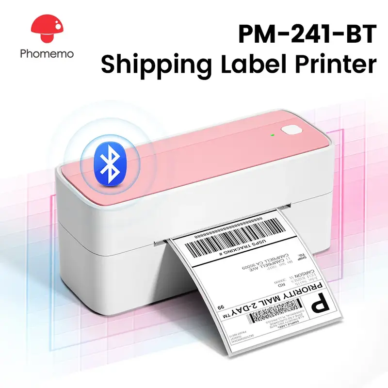 Phomemo 241 Bluetooth termiczna drukarka etykiet bezprzewodowa mała wysyłkowa drukarka etykiet 4x6 kompatybilna z iPhone Android Mac Window