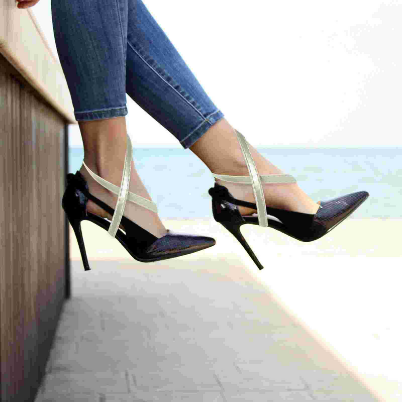 Paski na wysokim obcasie ze sznurowadłami i elastyczny, wysoki do butów, zdejmowane buty damskie