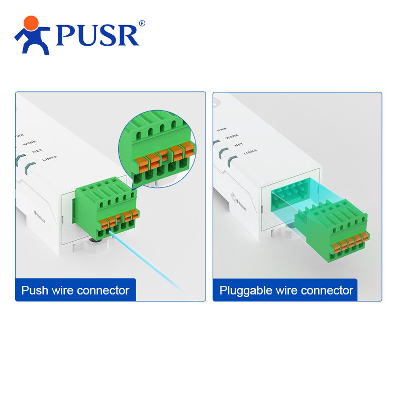 PUSR Din Rail Serial RS485 RS232 to Ethernet Modbus RTU to TCP Modbus Gateway Easy Config Rich Protocols USR-DR132/DR134