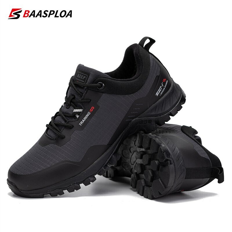 Baasploa New Men Anti-Skid Wear Resistant Hiking Shoes Fashion Waterproof Outdoor Travel Shoes Sneaker Comfortable Male Shoes
