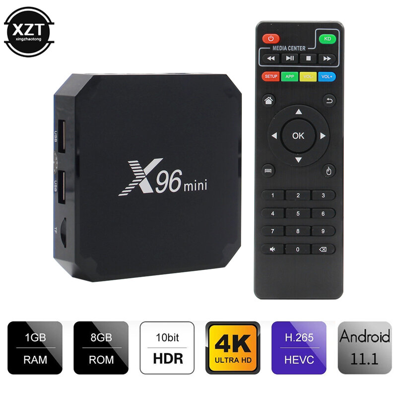Original X96 mini Android 10 Smart TV Box h313 Quad Core 1GB 8GB Dual WiFi Media Player X96mini Set top box 1G 8G