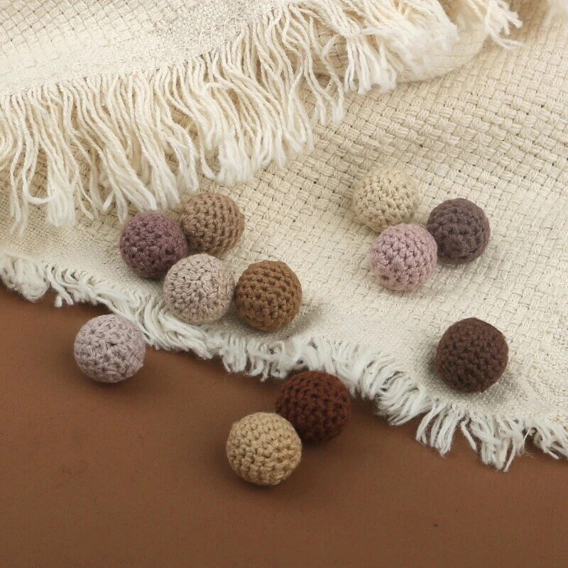 Perles artisanales colorées au Crochet, 5 pièces, 16mm, pour fabrication bijoux