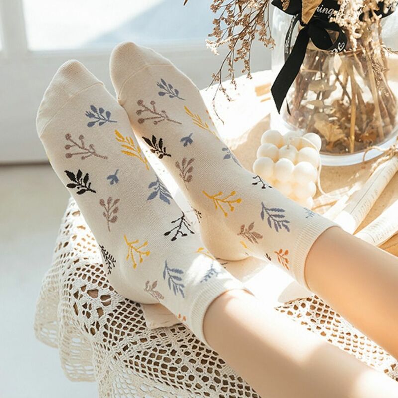 Soft Japanese Streetwear Print Solid Color Harajuku Korean Style Socks Girls Socks Middle Tube Hosiery College Style Hosiery