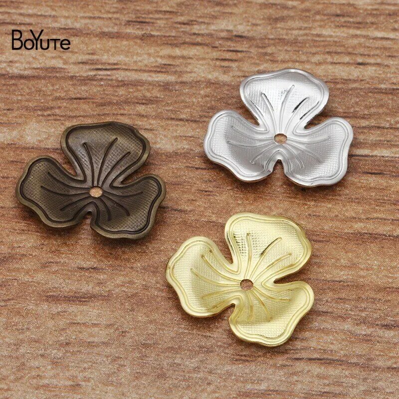 BoYuTe Wholesale (100 Pieces/Lot) 16*2MM Brass Flower Materials DIY Handmade Jewelry Accessories Wholesale