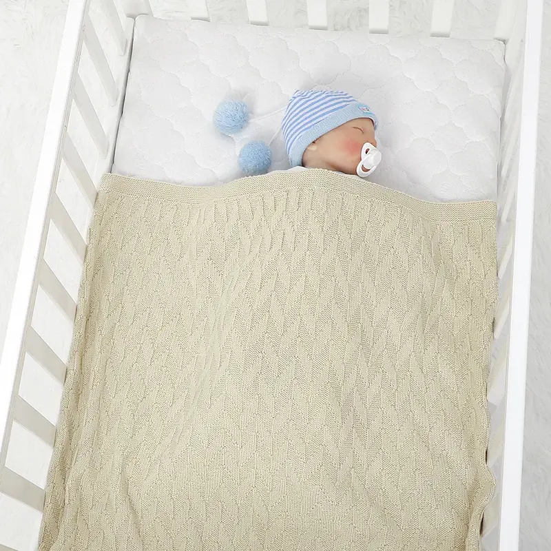 بطانية محبوكة لحديثي الولادة ، لحاف سرير ، منقوشة صلبة ، رضيع ، ناعمة للغاية ، أغطية نوم لعربة الأطفال الصغار ، قماط للأولاد والبنات ، 90x70cm