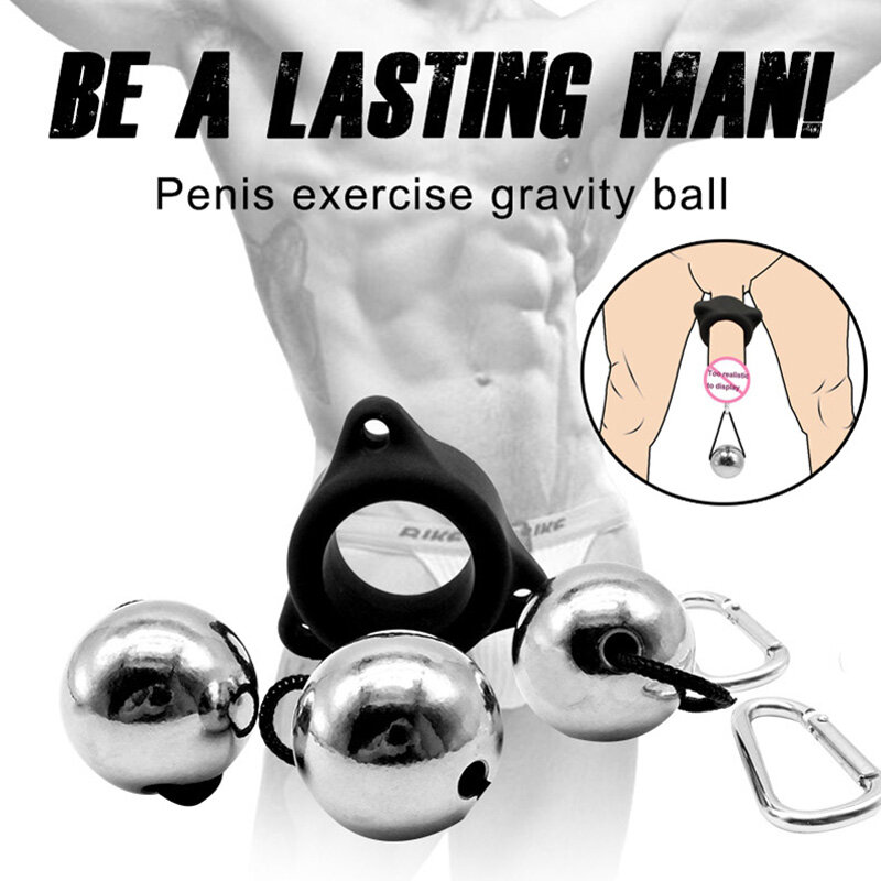 Metal Ball Penis Ring Extender para homens, peso pesado de gravidade, anéis de galo, brinquedos sexuais, realçador peniano, exercício duradouro de atraso