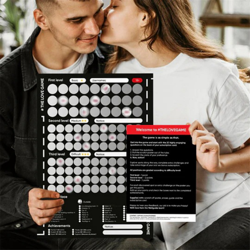 The Love Game Scratch Off Poster Game per coppie regali di san valentino Poster da parete regalo per lei e per lei