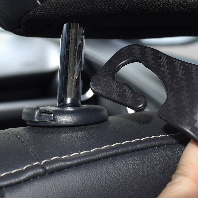 4Pcs Carbon Fibre Hook Car Seat Headrest Hook Auto Back Seat Organizer Hanger Handbag Clothes Bracket Car Interior Accessories