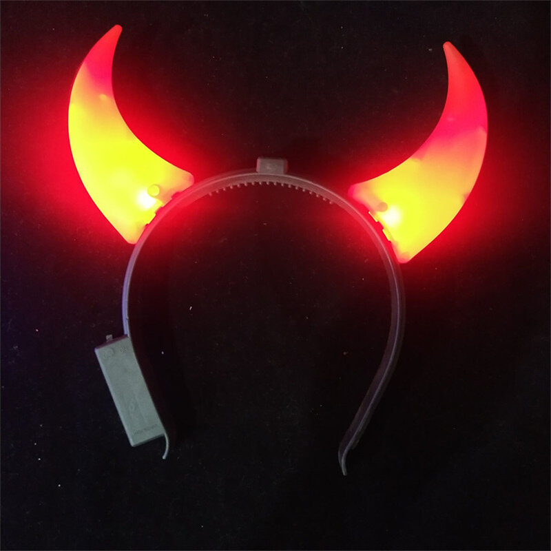 1 Pcs Unique Party Accessories Festive LED Headbands Halloween Party Headwear Glowing Devil Headwear LED Devil Horns Headband