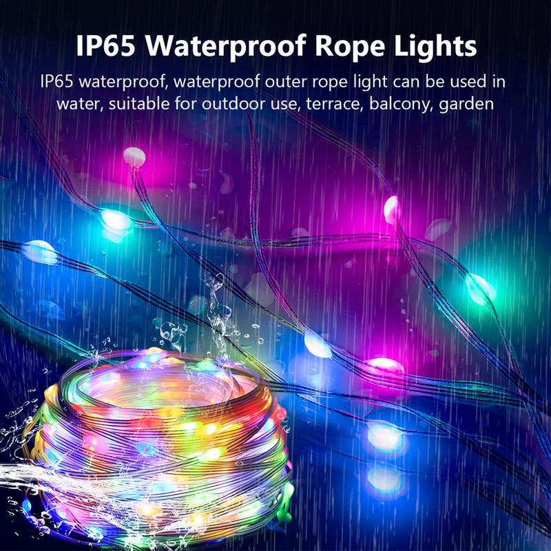 2/5/10/15/20M 5V kolorowe światła LED sterowane przez aplikację IP65 lampki girlanda żarówkowa LED USB kolorowe choinki lampa dekoracyjna