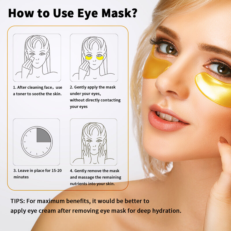 5 paia di prodotti per la cura della pelle maschera per gli occhi con acido ialuronico in oro 24 carati rimuovi occhiaie cerotti per gli occhi al collagene articolo coreano per la cura del viso