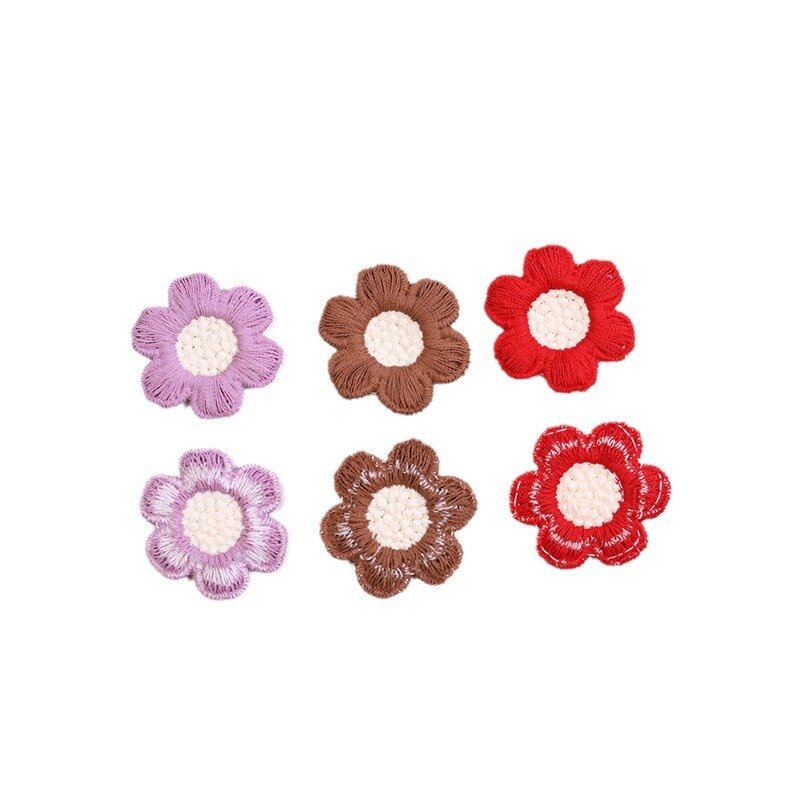 30 szt. 3-centymetrowej kolorowej, sześcioczęściowej naszywki na tkanina haftowana naklejki z kwiatami do włosów na wesele