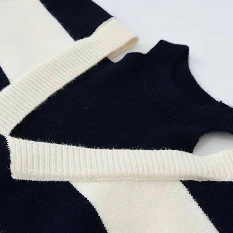 Design Halter Pullovers Women Sweater Ulzzang Fake Two Piece Striped Sweet Schoolgirl Lovely Baggy Свитер Женский Gentle Clothes