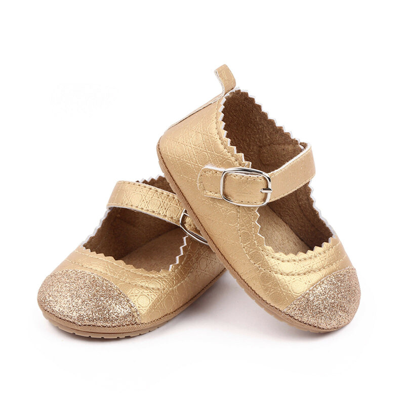 حذاء للأطفال حديثي الولادة بشريط من جلد البولي يوريثان حذاء للأولاد والبنات نعل مطاطي للأطفال الرضع مضاد للانزلاق حذاء مشوا لأول مرة 2022