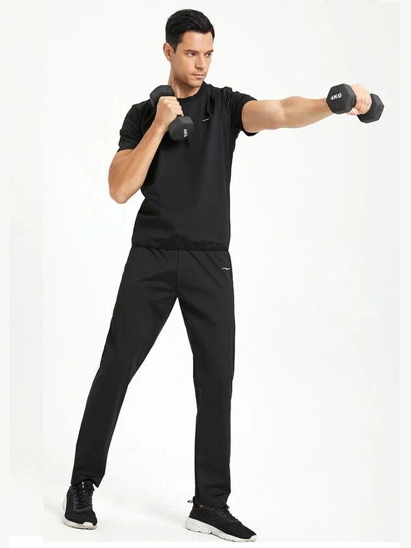 ชุดออกกำลังกายซาวน่าแขนสั้นสำหรับผู้ชาย, ชุดออกกำลังกายฟิตเนสเสื้อรัดรูปกางเกง2ชิ้น/เซ็ต
