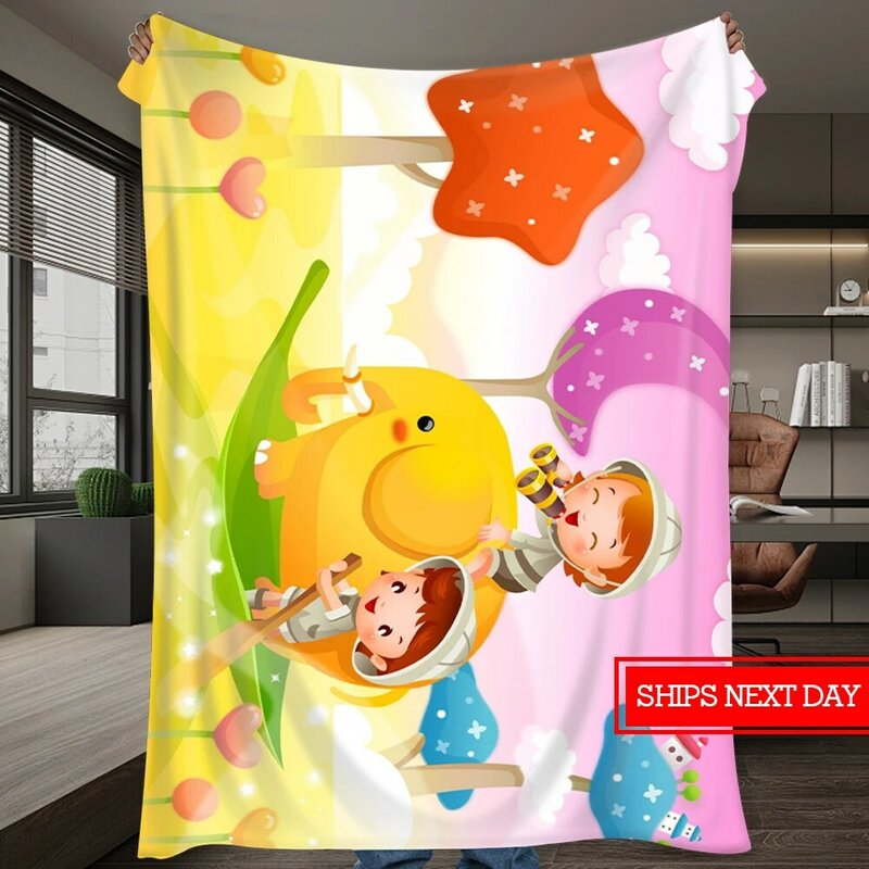 Personalized Customized Blanket Cute Cartoon Christmas Birthday Gift for Boys and Girls Customized Blanket for Women and Men