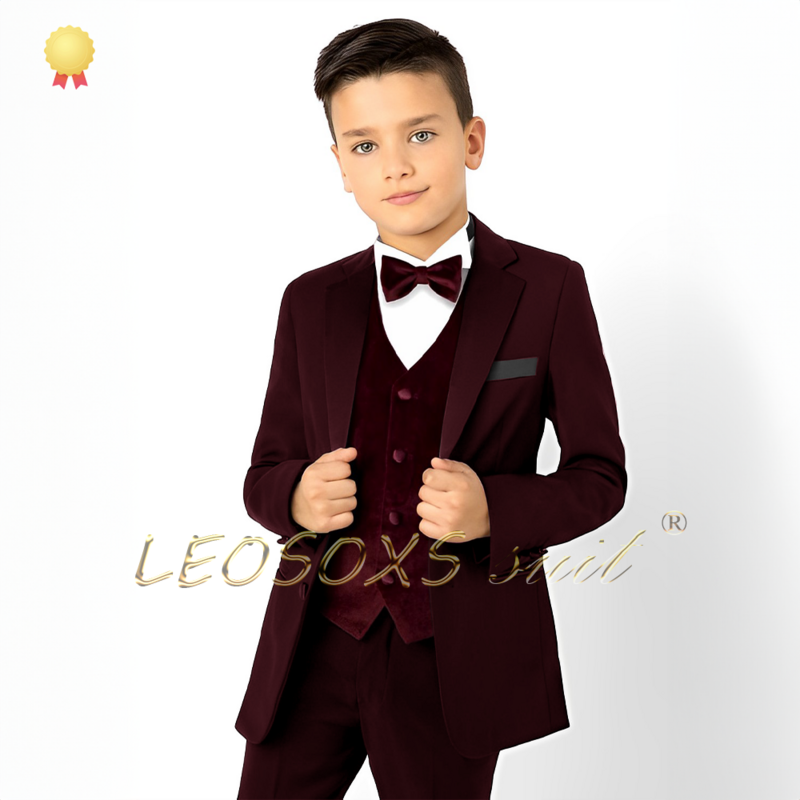Boys' 2-Piece Suit Formal Set for Ages 3-16, Tailcoat Formal Dress Suit for Children's Weddings, Parties, and Formal Occasions