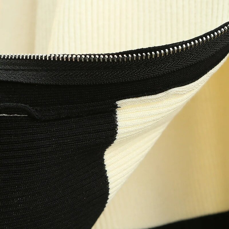 Suéteres básicos de talla grande 4XL para mujer, cárdigan de punto con cuello en V, cálido y ajustado, con cremallera de Color bloque, primavera 2023