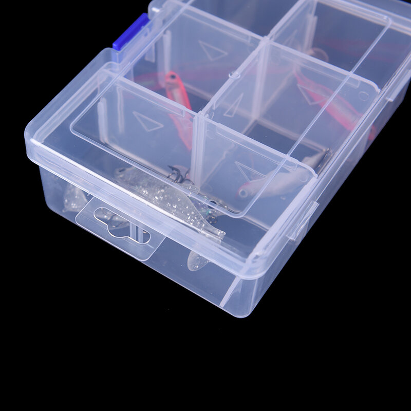 Caixa transparente pesca isca armazenamento, caixa multifuncional isca, material durável, 6 compartimentos, 2020