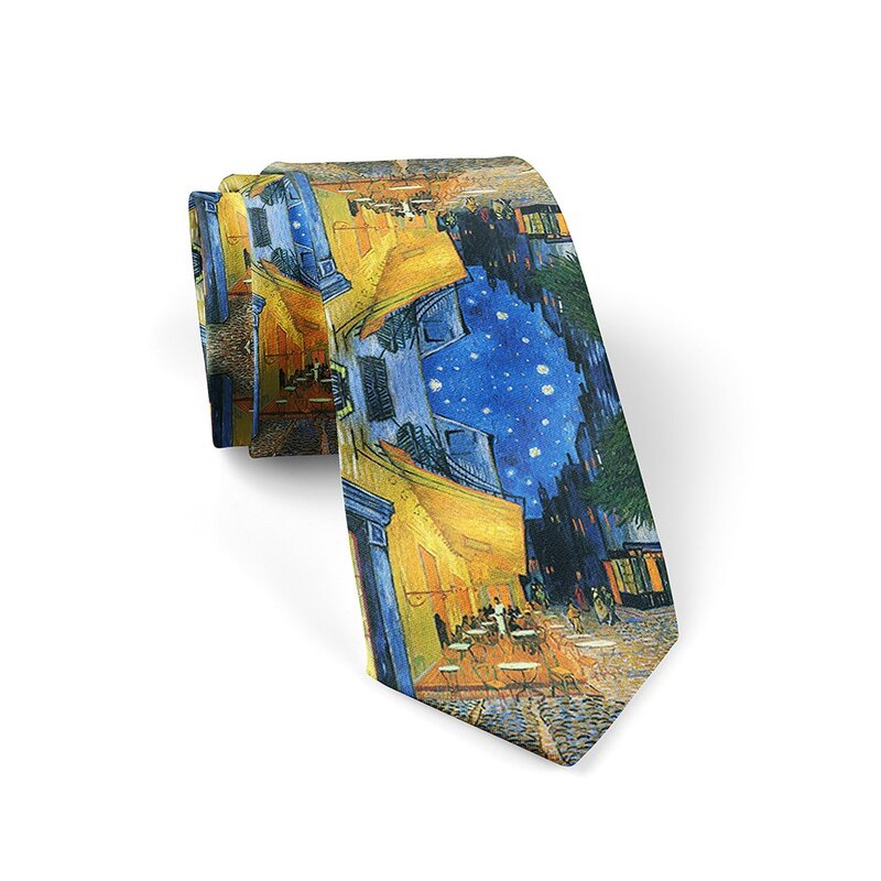 Галстук с рисунком масляной живописи Забавный галстук Dacron унисекс тонкий галстук Повседневная одежда