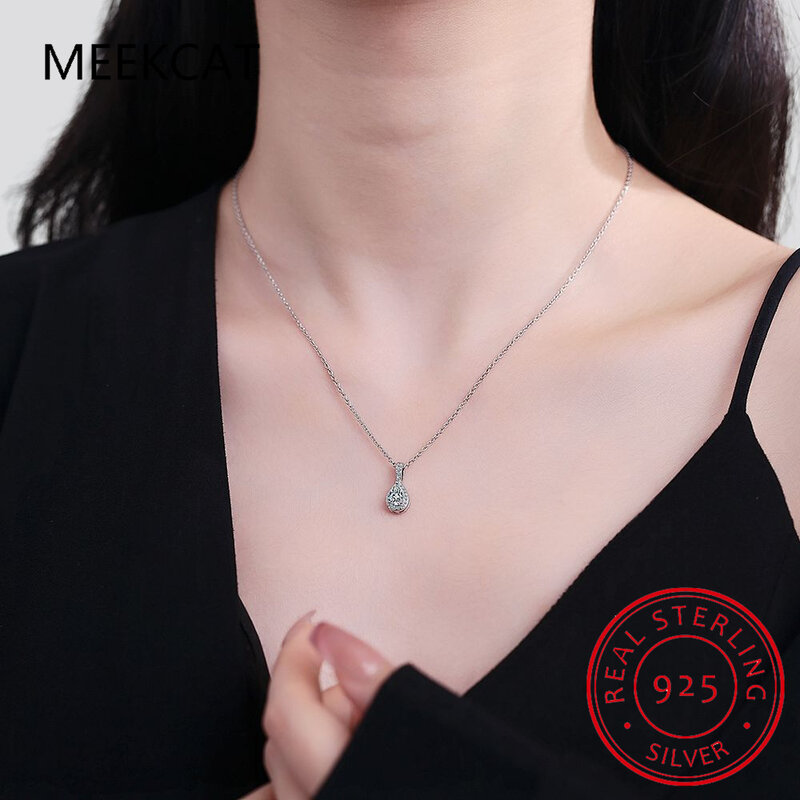 Ожерелье с муассанитом, подвеска из серебра 925 пробы, свадебное ожерелье из драгоценного камня для женщин