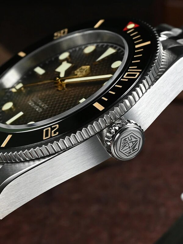 San Martin jam tangan wafel 3D NH35 pria, arloji selam otomatis Mekanikal safir tahan air 200m bercahaya SN0128