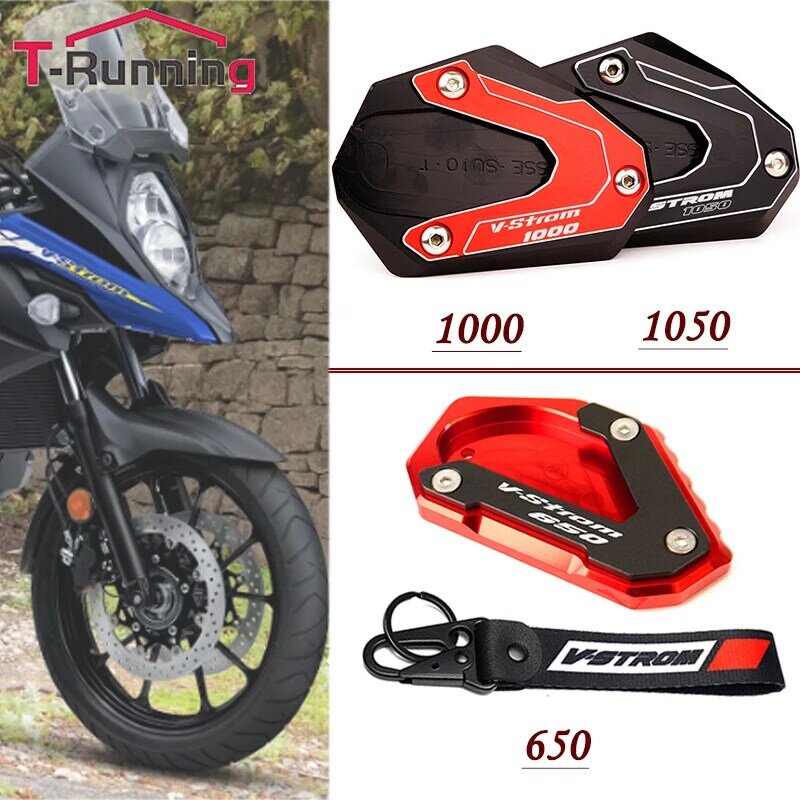 Motocicleta Kickstand para Suzuki V-STROM 650/XT 1000, Suporte Lateral Pé, Extensão Pad, Placa de Apoio, DL1000, VSTROM 650, DL650, 1050