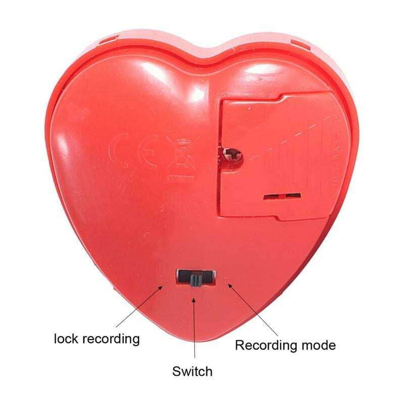 Gravador de voz em forma de coração Mini Botão de som programável Gravação de 30 segundos Brinquedo de pelúcia Boneca Stuffed Animals