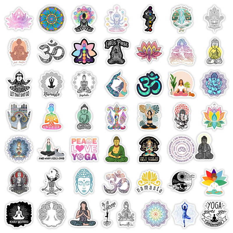 Pegatinas de flores de Mandala de Yoga, calcomanías de meditación deportivas clásicas de dibujos animados, bricolaje, monopatín, ordenador portátil, equipaje, motocicleta, teléfono, impermeable