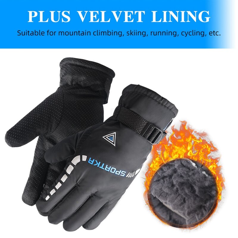 Waterproof Winter Warm Ski Cycling Motocycle Gloves Antislip Thickness Thermal Sports Camping Gloves for Men Women Travel Gloves