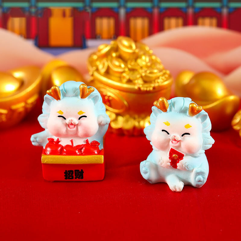 1Pc Mini Zodiac Dragon Ornament 2024 Year Of The Dragon Cartoon Figurine Micro Landscape Decoration Dollhouse Miniature Toy