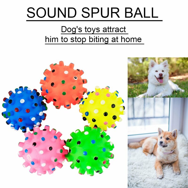 For Aggressive Chewers Cute Ball Design Small Spiky Ball Pet Puppy Dog Squeaky Fetch Ball Toys Bite Resistant Squeeze Chew Toy