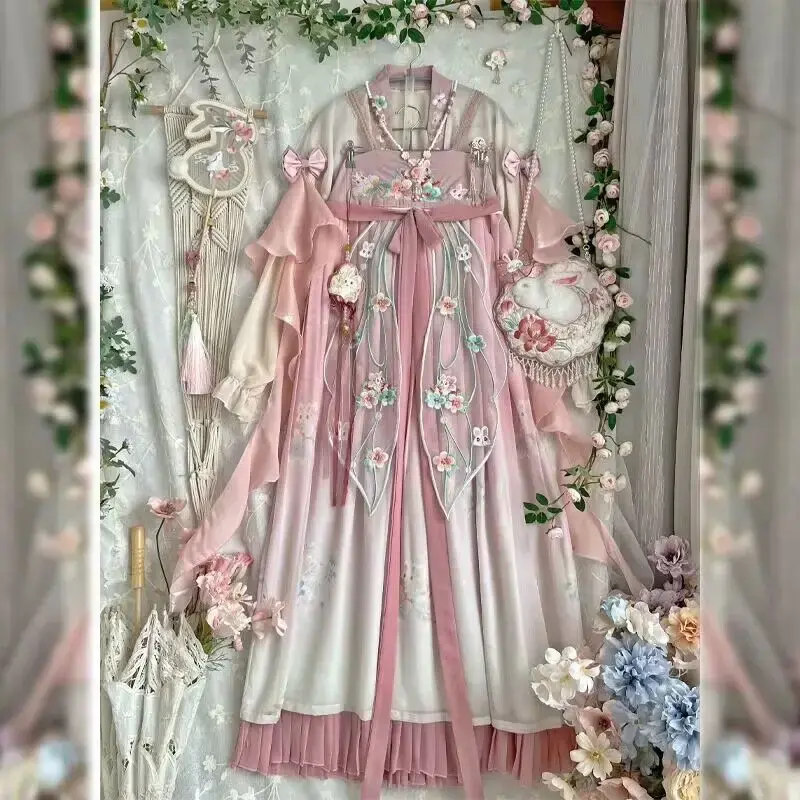Hanfu kobiety chińska tradycyjna sukienka Cosplay starożytna wróżka Hanfu kostium różowa sukienka 2023, letnia nowa sukienka do tańca szata księżniczki
