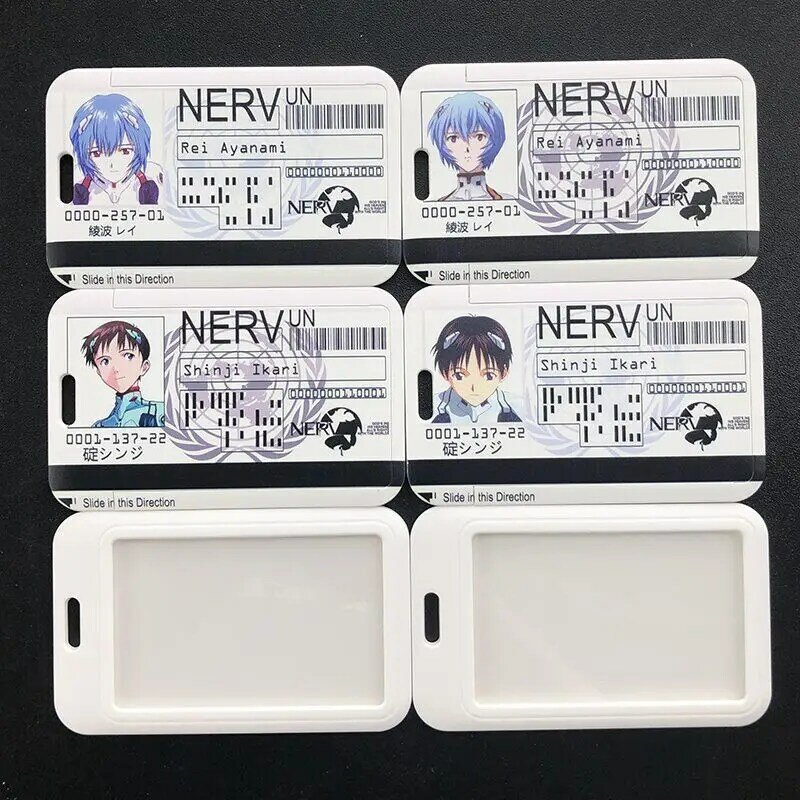 Fundas de tarjetas de Anime Evangelion Ayanami Rei, cordón de tarjeta, insignia de Cosplay, soporte de tarjeta de crédito de identificación, tarjeta de Campus para estudiantes, regalo colgante