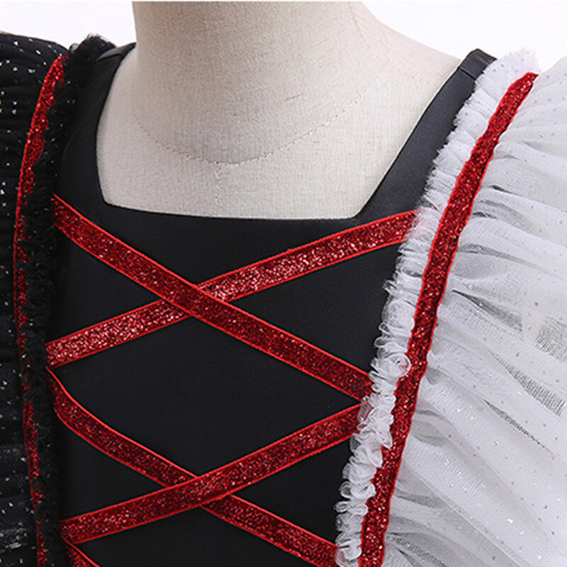 Платья для девочек Cruella, модный костюм для косплея, детское платье для Хэллоуина, карнавала, маскарада, цвет черный, белый, юбка-пачка, женское платье
