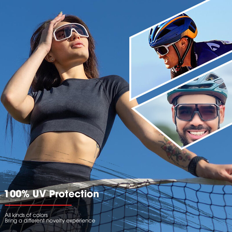Kacamata bersepeda photoromik 2 pak, kacamata sepeda Mtb, kacamata olahraga bersepeda gunung untuk pria wanita