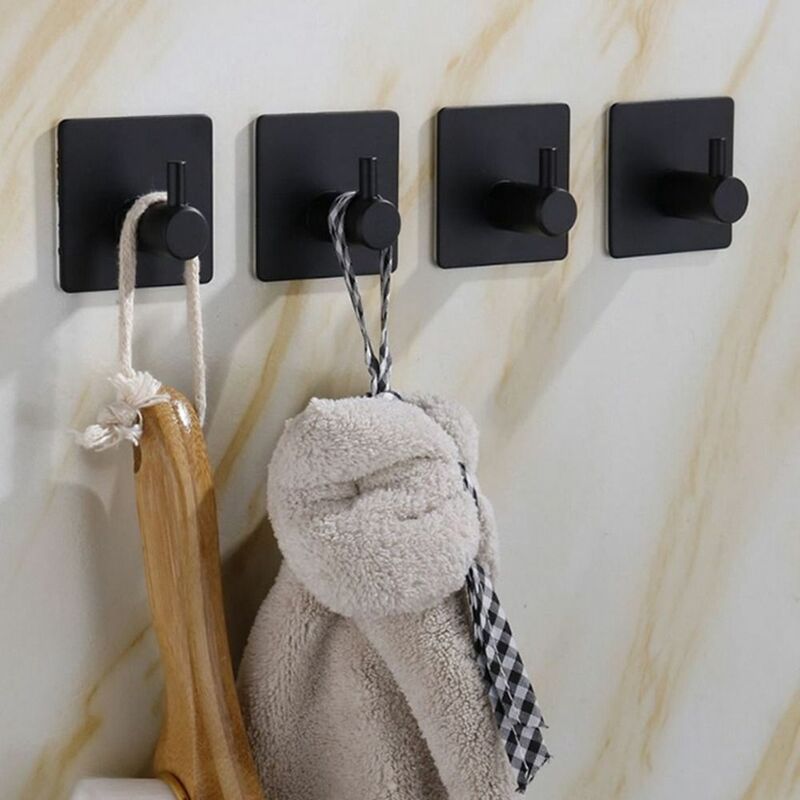 Aluminum Black Self Adhesive Kitchen Hanging Rustproof Key Rack Hook Coat Hook Towel Holder