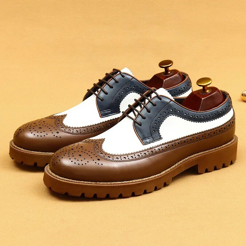 Italian Mens Formal Shoes Luxury Genuine Leather 2024 Designer New Handmade Comfortable Quality Wedding Social Brogues Shoes Man