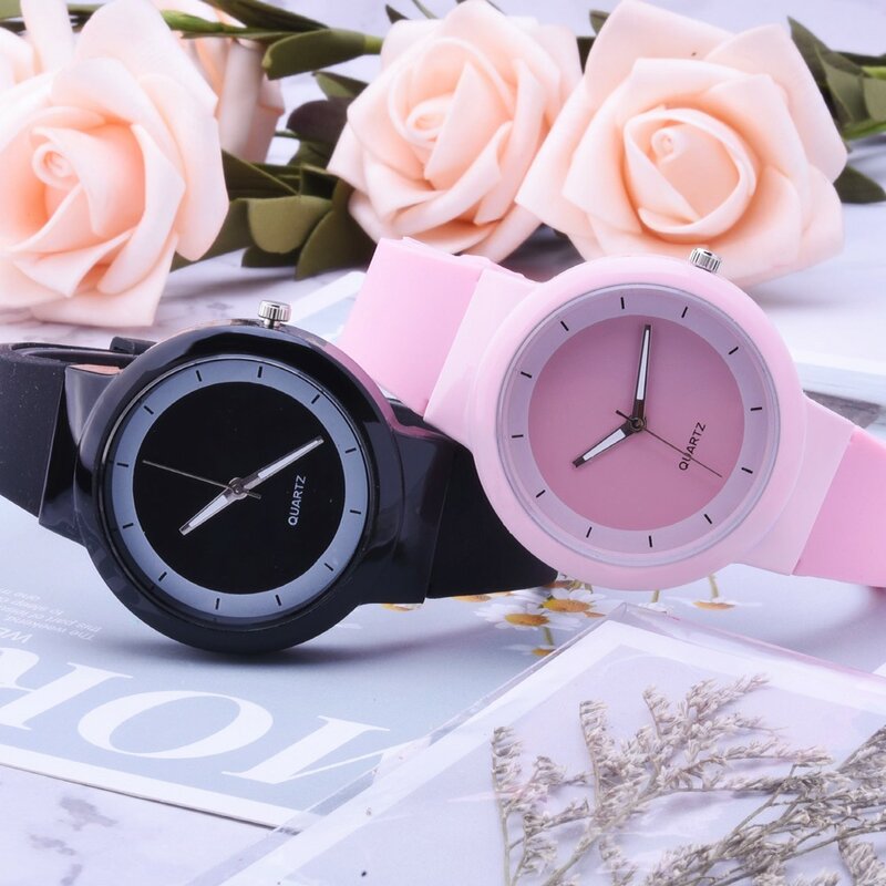 Relojes blancos informales a la moda para mujer, relojes deportivos de pulsera de cuarzo con banda de silicona, reloj femenino
