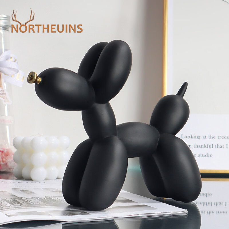 NORTHEUINS Nordic Balloon Dog figurine per interni resina Doggy Home entry soggiorno decorazione Desktop accessori regali