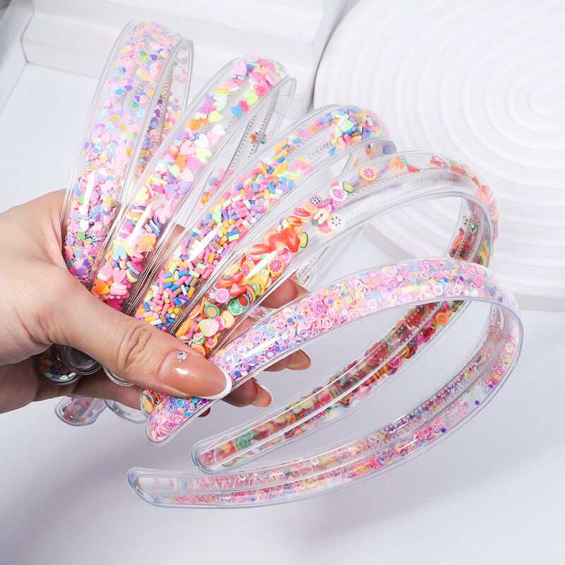 Fasce trasparenti per sabbie mobili per bambini bambini ragazze moda Glitter paillettes denti fasce per capelli lunetta cerchi per capelli accessori per capelli