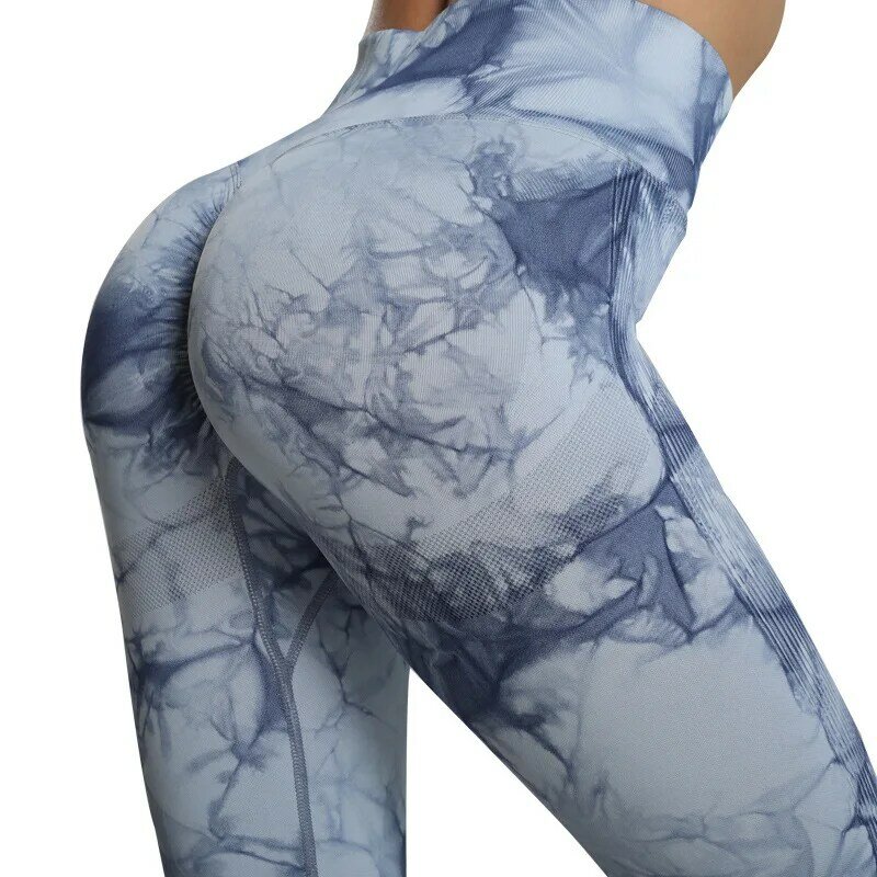 Calças femininas de cintura alta apertado fitness yoga calças tie-dye hip levantamento calças de suor feminino calças de ciclismo largas calças de perna feminina