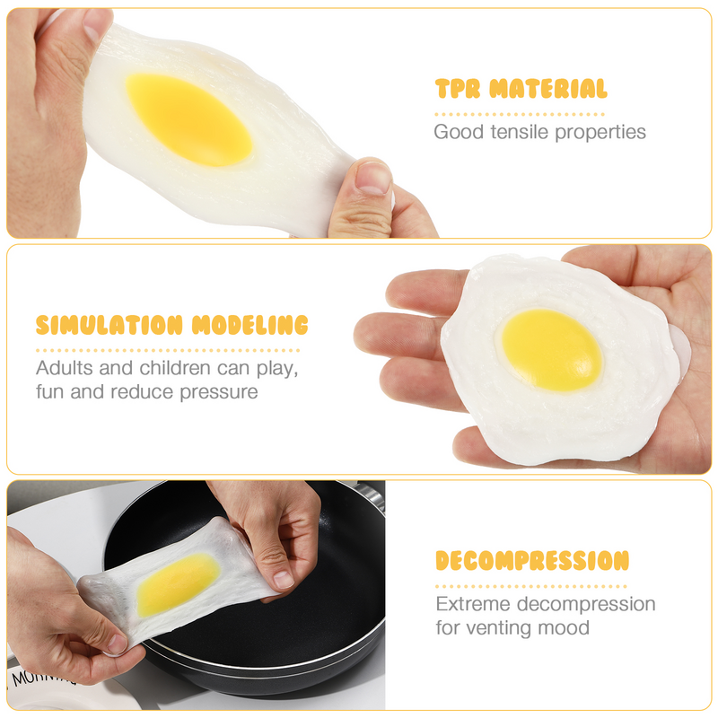 Huevo de goma pegajoso para apretar, huevo frito de simulación, huevo escalfado elástico para niños, juego de simulación de cocina