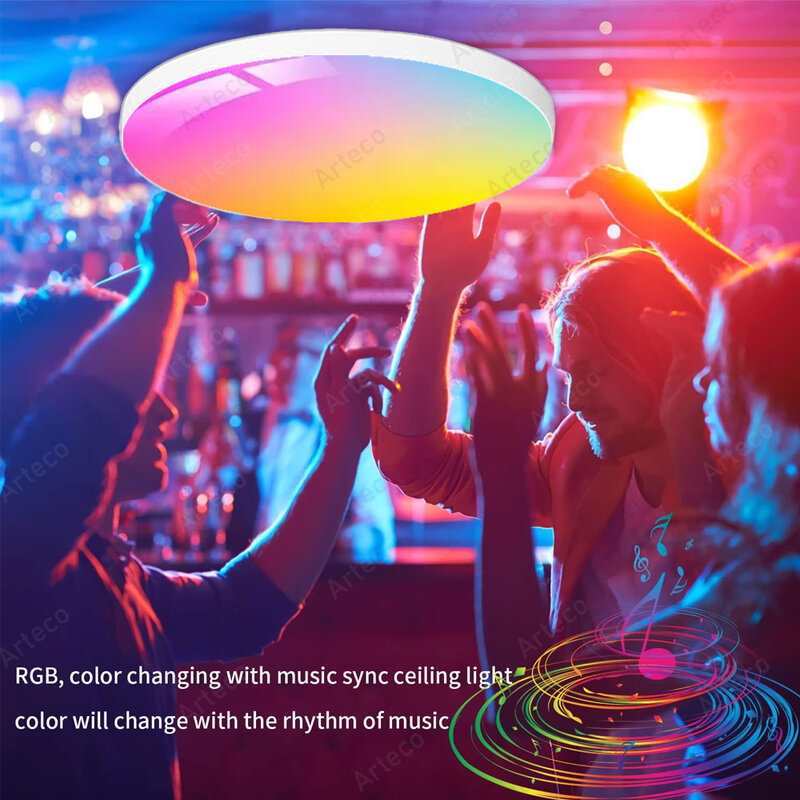 EWelink-lámpara de techo inteligente Zigbee 3,0, luz Led RGBCW de 24W para decoración del hogar, sala de estar, para Alexa y Google Home