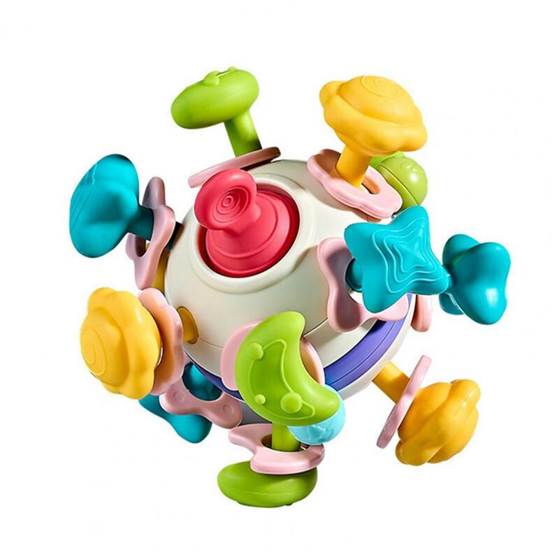 Non-toxic Teething Toy Stimulating Infant Ball Teether Easy-to-hold Baby Toy for Grasping Training with Bright Colors Safe Chew