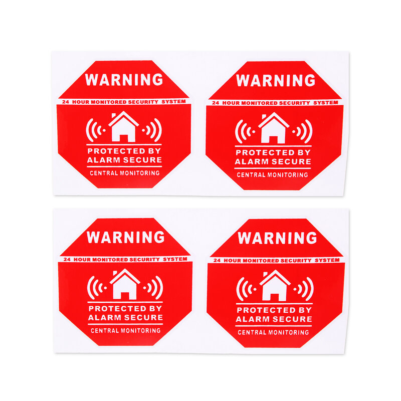 4 Stks/set Home Alarm Beveiligingssticker Waarschuwingsborden Stickers Raam Deur Stickers Voor Veiligheidssysteem Benodigdheden 7.5*7.5Cm